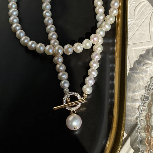 Crystallized Toggle Clasp Freshwater Pearl Strand - Zafari Studio Jewelry
